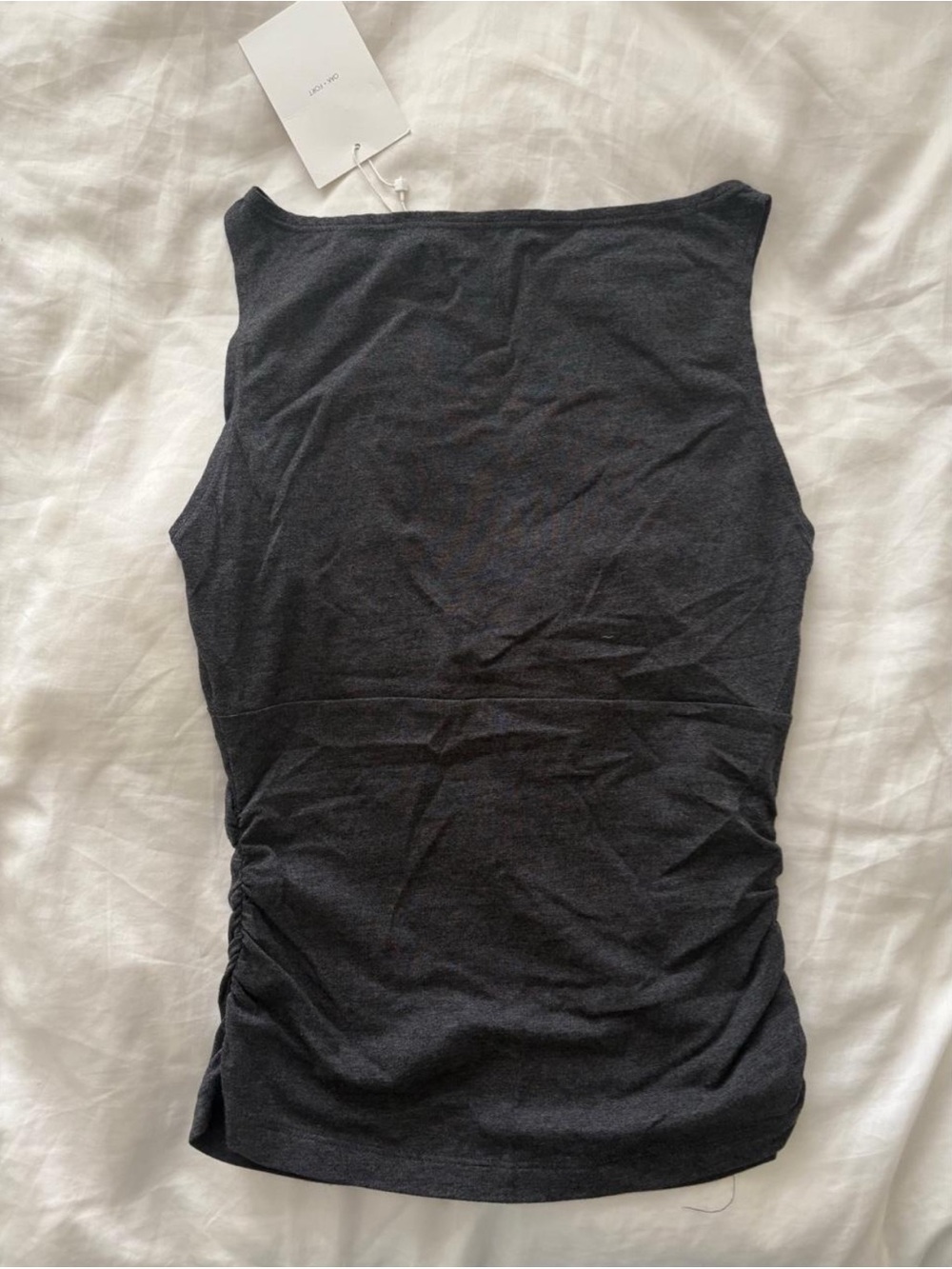 OAK + FORT Charcoal Ruched Sleeveless Tank - Picture 2 of 5